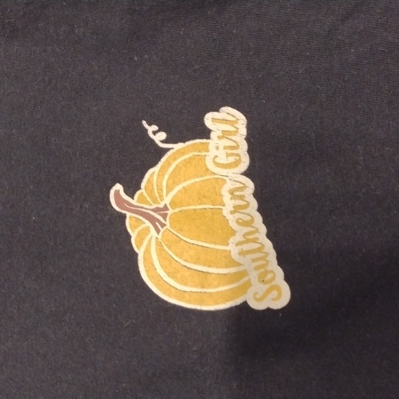 Pumpkin Black Cotton LS T-shirt with Pumpkins size Small Oversized - Picture 2 of 8